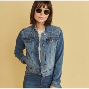 Marine Layer Eileen Embroidered Denim Jacket X-Small Light Wash Copper women new